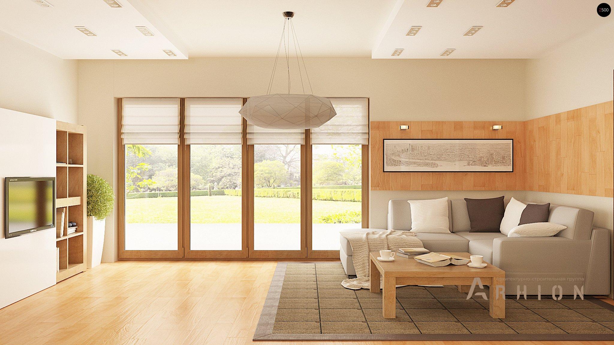 3. Проект одноэтажного дома в современном стиле с четырехскатной, Z270 A, площадью - 239 кв c мансардой, терассой, балконом, гаражом